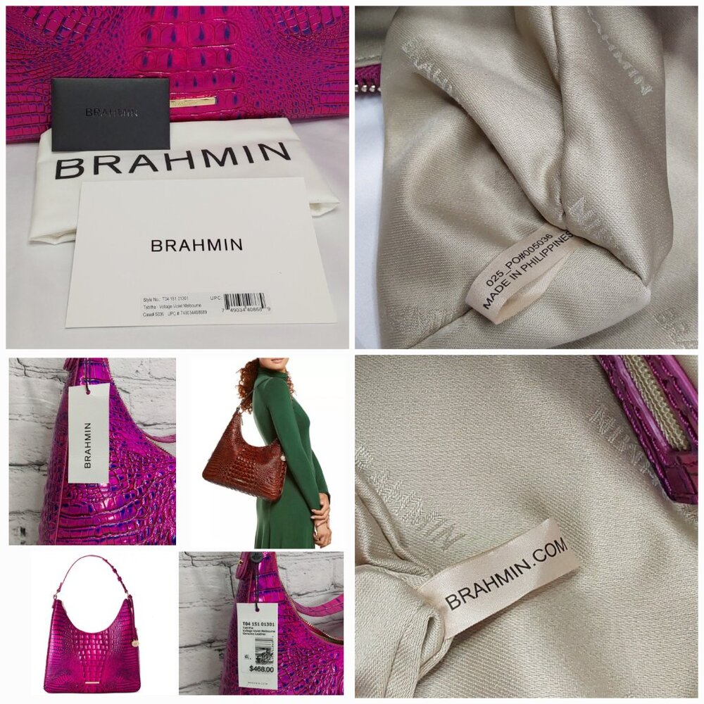 'BRAHMIN' 'TABITHA' CROC-EMBOSSED LEATHER BAG VOLTAGE VIOLET MELBOURNE FL.INCL.p - Picture 12 of 16